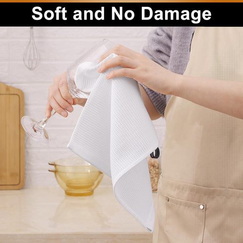 Homaxy 100% Cotton Dish Cloths - 6 Pack Waffle Weave Soft Absorbent Quick Dry Dish Towels - 12 x 12 Inches White