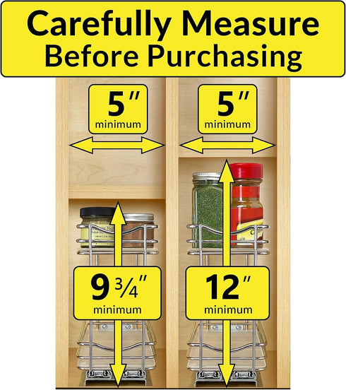 4-3/8 inch 2 LYNK PROFESSIONAL Pull Out Spice Organization for Cabinets - Wide Spice Rack for Inside Cabinets, Slide