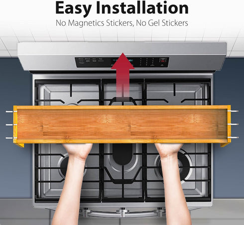 31.5" 6 11.4" Countertop, IIIOIIIA Bamboo Over the Stove Spice Shelf for Kitchen, Spice Rack Organizer Shelf