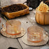 Gezzeny 14 Oz Set 2 Vintage Coffee Mugs of Amber Embossed Glass Tea Cups for Cappccino, Latte,Cereal, Yogurt, Beverage