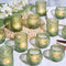 12pcs Assorted Green Votive Candle Holders for Wedding Table Decorations, Glass Tea
