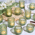 12pcs Assorted Green Votive Candle Holders for Wedding Table Decorations, Glass Tea