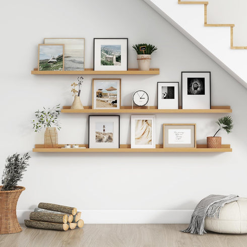 Set 4, 24 Inch FLYJOE Floating Picture Ledge Shelves for Wall of Wall Shelves with Lip Long Large Nursery Book Shelf