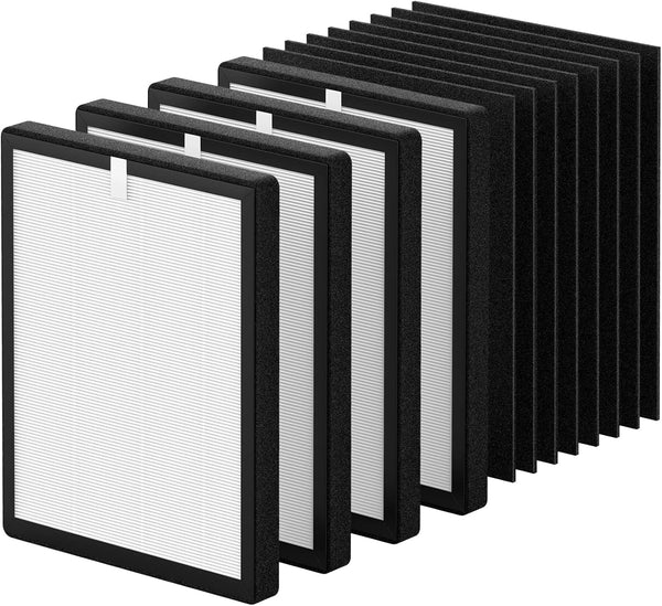 H13 True HEPA ProHEPA 9000 Replacement Filter, 4 Pack H13 Premium HEPA & 8 Activated Carbon Pre-Filters, Compatible
