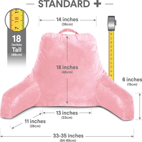 Husband Pillow Pink, Original Reading Pillow in Bed Rest Chair, Shredded Memory Foam Large Lounge Cushion Adult