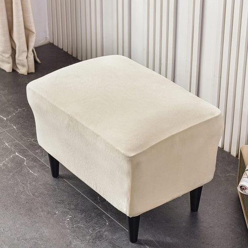 Stretch Ottoman Covers, Velvet Ottoman Slipcover Rectangle Storage Stool Cover Footstool Slipcover for Living Room