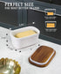 Countertop, Nucookery Ceramic Butter Dish, Embossed Butter Keeper with Wood Lid for Butter Holder and Container
