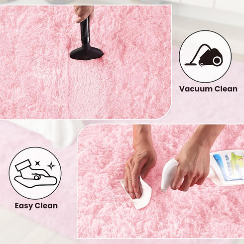 GREFFY 2x8 Soft Runner Rugs for Bedroom, Ft Hallways Modern Plush Pink Shag Carpet, Non Slip Dorm Bedside Shaggy Rug