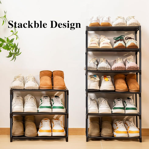 OLYREO Closet 3 Closet Stackable Small Shoe Rack for Tier, Sturdy Shoe Rack Organizer for Front Door Entrance