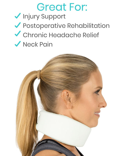 Vive Cervical Collar Neck Brace - Soft Foam Brace for Neck Pain Relief and Support for Women & Men, Comfortable