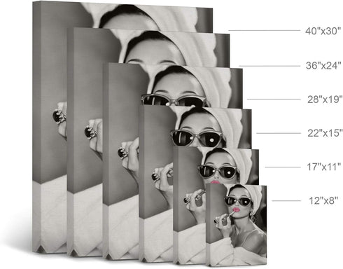 Audrey Hepburn Wall Art Makeup Pink Lipstick Canvas Print, Iconic Pop Art Home Decor, 12x8