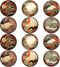 Trillionn 12 Pack Felt Cup Coasters, Absorbent Drink Coasters for Coffee, Japonisme Pattern Design