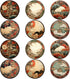 Trillionn 12 Pack Felt Cup Coasters, Absorbent Drink Coasters for Coffee, Japonisme Pattern Design