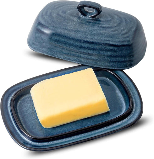 Butter Dish with Lid, Ceramic Butter Keeper Holder with Cover and Handle