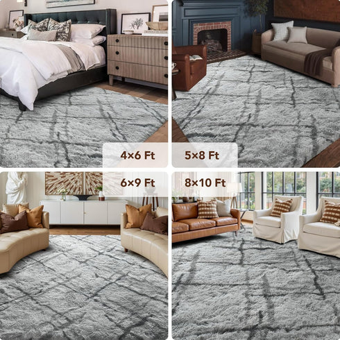 5x8 FinRec Area Rugs for Bedroom Living Room, Feet Fluffy Shaggy Rug, Non-Slip Soft Shag Rug for Nursery Kids Room Dorm