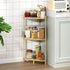 Wisuce Essentials 3 (Natural3 Corner Shelf Stand - Tier Bamboo Small Corner Bookshelf for Office Kitchen Bedroom Plant