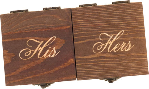 Ella Celebration Wood Ring Box for Wedding Ceremony, Rustic Vintage Ring Bearer Box, His & Hers