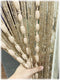 Door String Curtain Flat Silver Ribbon Thread with Shaggy Tassel Room Divider, 39’’x79’’, (Gold-style2)