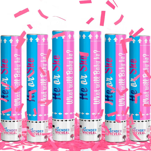 POPUPARTY 6 Pack Gender Reveal Confetti Cannon | No Powder Confetti Poppers