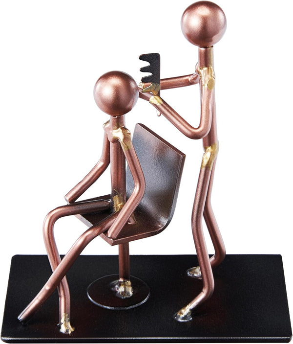 Hairdresser Craft Handmade Figurine 4.25" L x 4.25" H Recycled Metal Sculpture