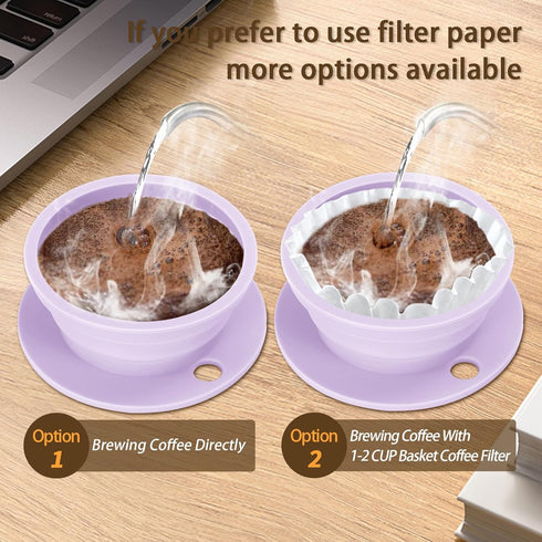3 Packs Collapsible Travel Pour Over Coffee Maker, Paperless Portable Coffee Dripper Kit, Silicone Reusable Coffee