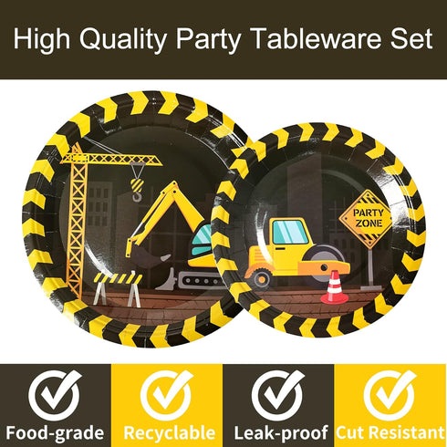 96pcs 24 Construction Birthday Party Supplies Construction Theme Paper Plates and Napkins Construction Truck