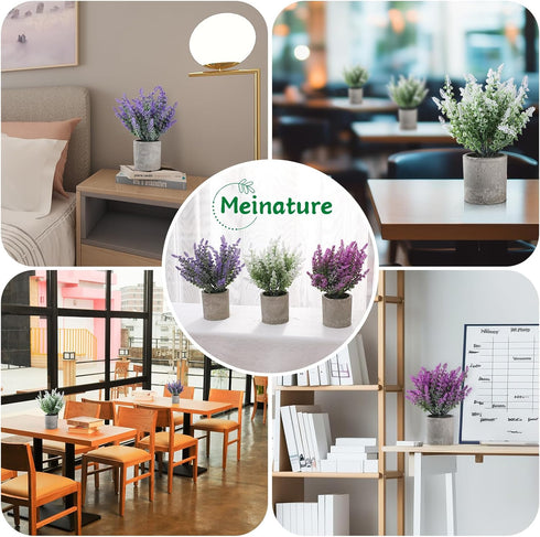 Indoor3-Pack Plant Stand Lifelike Artificial Lavender Artificial Plants Indoor, Nordic Lavender Table
