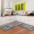 Grey Kitchen Rugs, Non-Skid Washable Microfiber Mats, Kitchen Rules Theme Decor Sets of 2