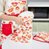 Oven Mitts and Potholders Set, 100% Cotton, Durable Heat Resistant for Kitchen, Machine Washable (3-Piece Red Flower)