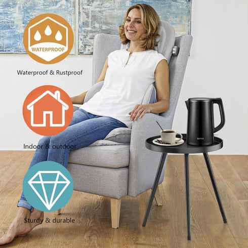 SYQ Round Metal Side Table Small End Table for Indoor Outdoor, Mid Century Modern Decor, Simple Circle Accent Table