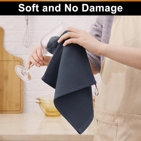 Homaxy 100% Cotton Dish Cloths - Waffle Weave Soft Absorbent Dish Towels, 6 Pack, 12 x 12 Inches, Dark Grey