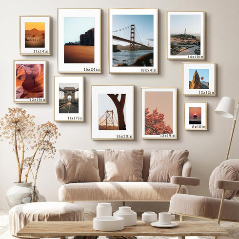 Frametory 8x10 Metal Picture Frame with Mat for 5x7 Picture, Aluminum Photo Frame Collection