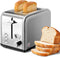 YSSOA 2 Slice Stainless Steel Toaster, Extra Wide Slot & Removable Crumb Tray, Retro Compact Oven, Silver
