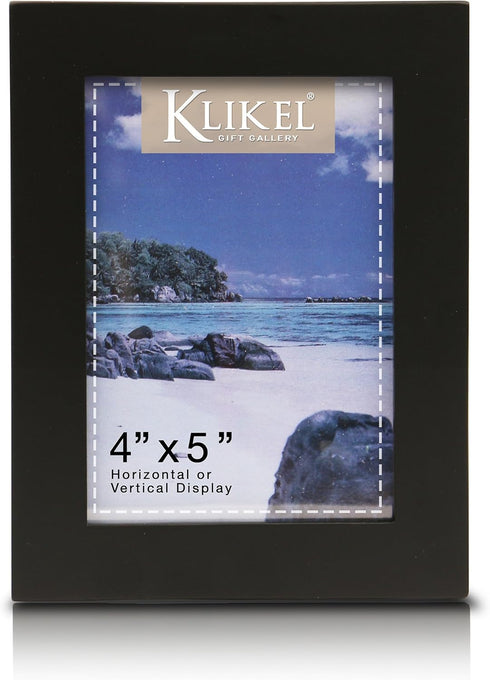 Klikel 4x5 Picture Frame - Black Wooden Photo Frame with Glass Protection, Ready for Display