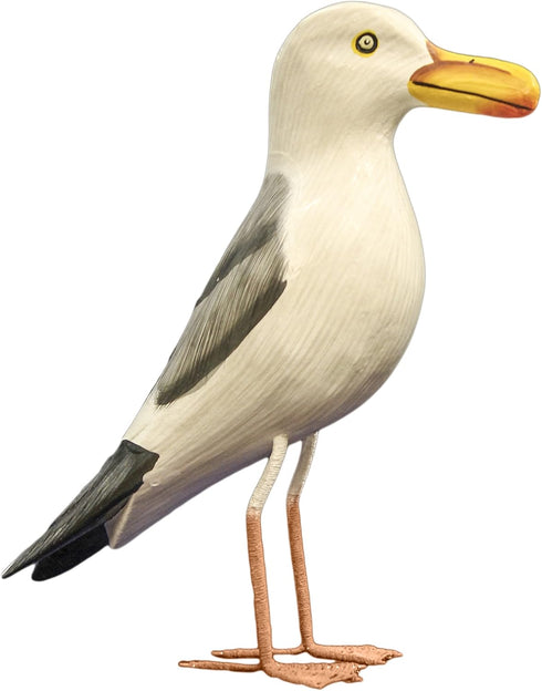 Hand Made Wooden Seagull Figurine - Nautical Decoration, 10 Inches Tall