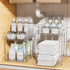 Delamu 2 Sets of 2-Tier Clear Under Sink Organizers, Multi-Purpose Stackable Bathroom Cabinet Storage