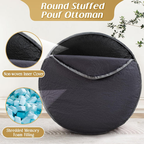 AS AWESLING Plush Round Ottoman Foot Rest - Dual Size Comfort for Living Room