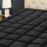 HYLEORY Quilted Queen Mattress Pad, Fitted Mattress Protector, Cooling Pillow Top Cover, Black, 8-21" Deep Pocket