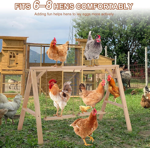 SENXILLER 2 68 Pine Wood Chicken Roosting Bars with Swings WeatherResistant Poultry Perch for Chickens Backyard Coop