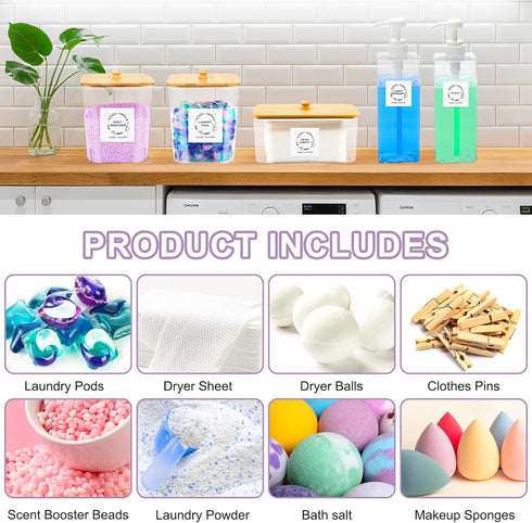 3+2 Pack FEXIA Laundry Pods Containers and Dryer Sheet Holder with Laundry Detergent Dispenser Laundry Room