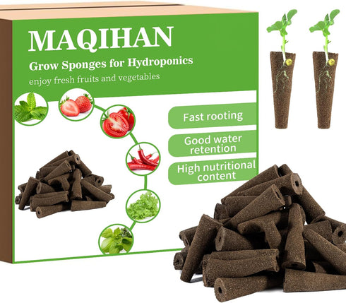 MAQIHAN 50 Grow Sponges for Hydroponics - Seed Pods for Garden Seed