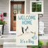 Welcome Home Baby Boy Garden Flag Baby Shower Garden Flag 12×18 Inch Double Sided Burlap Flag Newborn Gender Reveal Lawn Yard Sign Stork Outdoor Decoration