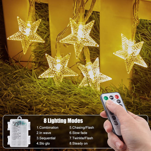 17 50 8 Brightown Star String Lights Battery Operated - ft LED Star Fairy String Lights with Remote and Timer, Modes