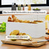 AUGOHCMIL Countertop Bread Box for Kitchen - Metal Bread Storage with Bamboo Cutting Board Lid & Bread Knife, Corner
