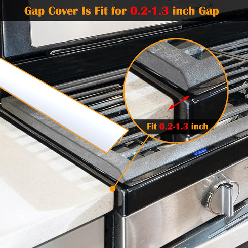 Silicone Stove Counter Gap Cover by Kindga - 21" Easy Clean Gap Filler Set of 2 (White)