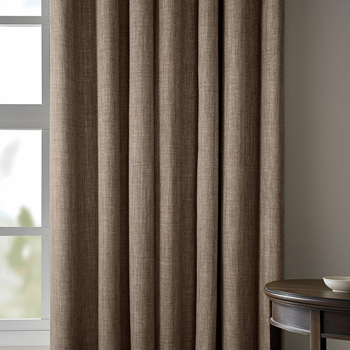 HPD Half Price Drapes Faux Linen Curtains, 1 Panel, 50W X 84L, Textured Room Darkening Drapes for Bedroom, Dutch Cocoa