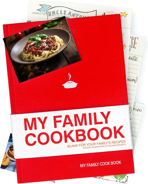 Suck UK My Family Cookbook | Blank Recipe Book to Write Your Own Recipes | Red Family Recipe Book