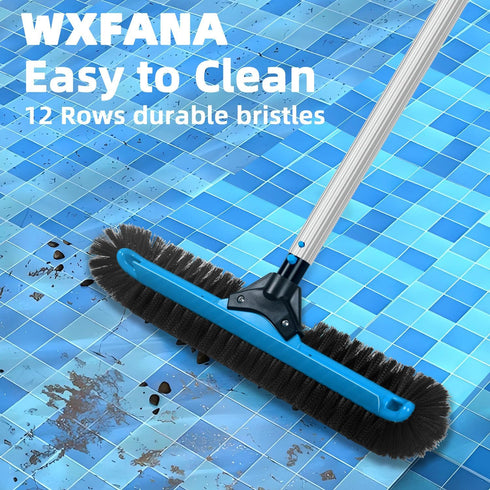 20" 12-Rows Wide Pool Brush Head, Heavy Duty Pool Cleaning Brush with Soft Bristles, Inground/Above Ground Pool Brushes