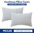 12x20 Inch, Pack 2 MIULEE Royal Blue and Beige Patchwork Farmhouse Pillow Covers of Striped Linen Decorative Modern