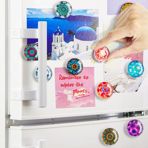 FINDMAG 12 Pcs Cute Glass Fridge Magnets, Strong Heavy Duty Refrigerator Magnets for Kitchen, Office, Home